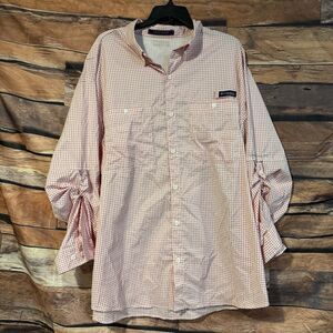 Columbia PFG Super Tamiami 2XL? Vented Fishing LS Button Up Shirt Red Check